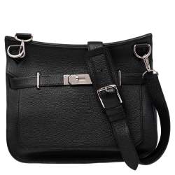 Pre Owned Hermes Black Taurillon Clemence Leather Palladium Plated Jypsiere 34 Bag