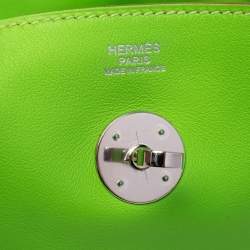 Pre Owned Hermes Apple Green Swift Leather Palladium Plated Lindy 30 Bag