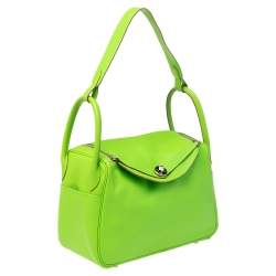 Pre Owned Hermes Apple Green Swift Leather Palladium Plated Lindy 30 Bag