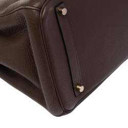 Hermes Cacao Taurillon Clemence Leather Gold Plated Birkin 35 Bag