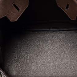 Hermes Cacao Taurillon Clemence Leather Gold Plated Birkin 35 Bag