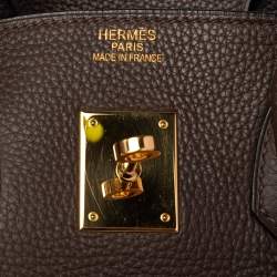Hermes Cacao Taurillon Clemence Leather Gold Plated Birkin 35 Bag
