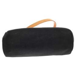 Pre Owned Hermes Noir/Natural Canvas and Leather Herbag PM Bag