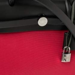 Pre Owned Hermes Rose Extreme/Kaki Canvas and Leather Herbag Zip 31 Bag