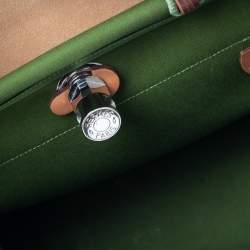 Pre Owned Hermes Apple Green/Natural Canvas and Leather Herbag Zip 31 Bag