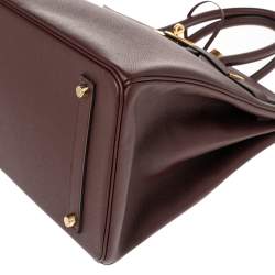 Hermes Rouge Sellier Epsom Leather Gold Plated Birkin 35 Bag