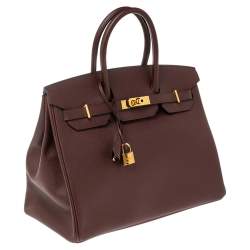 Hermes Rouge Sellier Epsom Leather Gold Plated Birkin 35 Bag