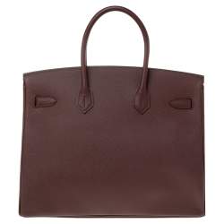 Hermes Rouge Sellier Epsom Leather Gold Plated Birkin 35 Bag