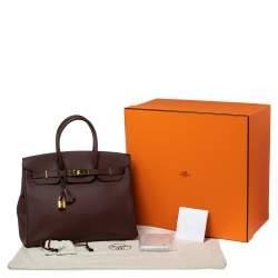 Hermes Rouge Sellier Epsom Leather Gold Plated Birkin 35 Bag