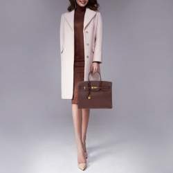 Hermes Rouge Sellier Epsom Leather Gold Plated Birkin 35 Bag