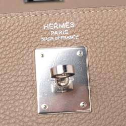 Pre Owned Hermes Gris Tourterelle Togo Leather Palladium Plated Kelly Retourne 35 Bag