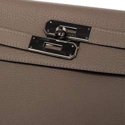 Pre Owned Hermes Gris Tourterelle Togo Leather Palladium Plated Kelly Retourne 35 Bag