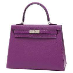 Hermes Purple Epsom Leather Palladium Hardware Kelly 25 Bag Hermes