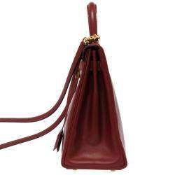 Hermes Red Calf Leather Gold Hardware Kelly 32 Bag