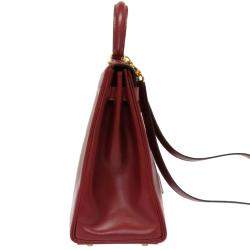 Hermes Red Calf Leather Gold Hardware Kelly 32 Bag