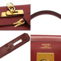 Hermes Red Calf Leather Gold Hardware Kelly 32 Bag