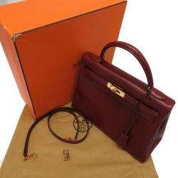 Hermes Red Calf Leather Gold Hardware Kelly 32 Bag