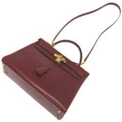 Hermes Red Calf Leather Gold Hardware Kelly 32 Bag