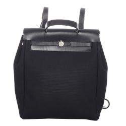 Hermes Black Canvas Fabric Herbag PM Backpack