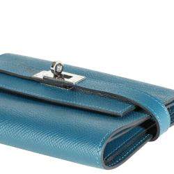 Hermes Blue Epsom Leather Kelly Wallet (2016)