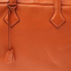 Pre Owned Hermes Apricot Togo Leather Victoria II Fourre Tout 35 Bag