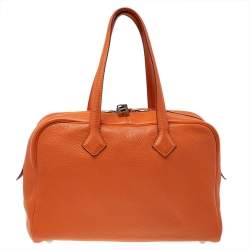 Pre Owned Hermes Apricot Togo Leather Victoria II Fourre Tout 35 Bag