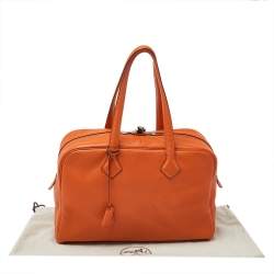 Pre Owned Hermes Apricot Togo Leather Victoria II Fourre Tout 35 Bag