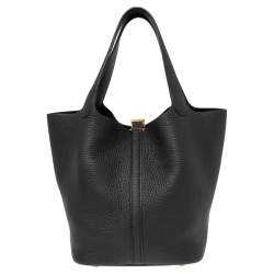 Pre Owned Hermes Black Taurillon Clemence Leather Picotin Lock 22 Bag