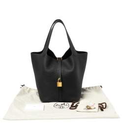 Pre Owned Hermes Black Taurillon Clemence Leather Picotin Lock 22 Bag