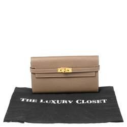 Hermes Etoupe Epsom Leather Classic Kelly Wallet