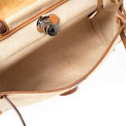 Pre Owned Hermes Natural/Toile Canvas and Leather Herbag Zip 31 Bag