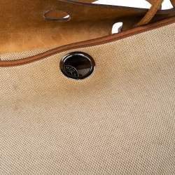 Pre Owned Hermes Natural/Toile Canvas and Leather Herbag Zip 31 Bag