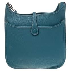 Pre Owned Hermes Bleu Lagon Togo Leather Evelyne III PM Bag