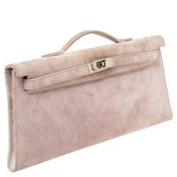 Hermes Glycine Veau Doblis Palladium Finish Kelly Longue Clutch 34