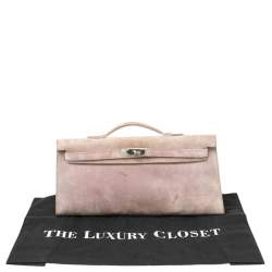 Hermes Glycine Veau Doblis Palladium Finish Kelly Longue Clutch 34