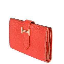 Hermes Pink Epsom Leather Bearn Compact Wallet 