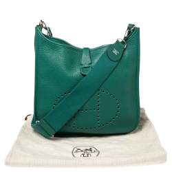Pre Owned Hermes Menthe Clemence Leather Evelyne III PM Bag