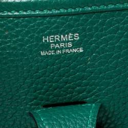 Pre Owned Hermes Menthe Clemence Leather Evelyne III PM Bag