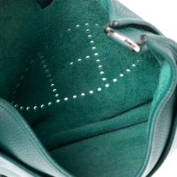 Pre Owned Hermes Menthe Clemence Leather Evelyne III PM Bag