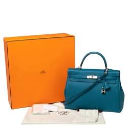 Hermes Cobalt Togo Leather Palladium Plated Kelly Retourne 35 Bag