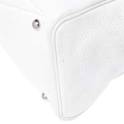 Pre Owned Hermes White Togo Leather Victoria II 35 Bag