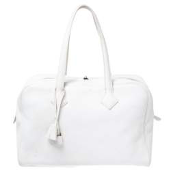 Pre Owned Hermes White Togo Leather Victoria II 35 Bag