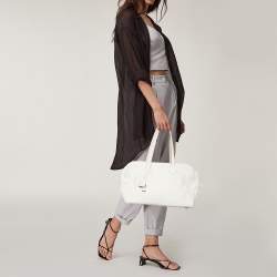 Pre Owned Hermes White Togo Leather Victoria II 35 Bag