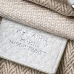 Pre Owned Hermes White Togo Leather Victoria II 35 Bag