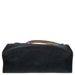 Pre Owned Hermes Black/Cacao Canvas and Leather Herbag Zip 31 Bag