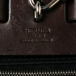 Pre Owned Hermes Black/Cacao Canvas and Leather Herbag Zip 31 Bag