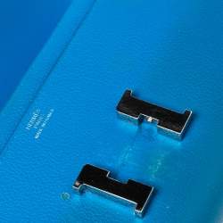 Pre Owned Hermes Mykonos Evercolor Leather Palladium Plated Constance Long Wallet