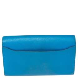 Pre Owned Hermes Mykonos Evercolor Leather Palladium Plated Constance Long Wallet