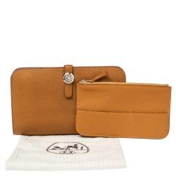 Pre Owned Hermes Gold Clemence Leather Dogon Wallet