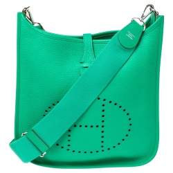 Pre Owned Hermes Bamboo Clemence Leather Evelyne III PM Bag